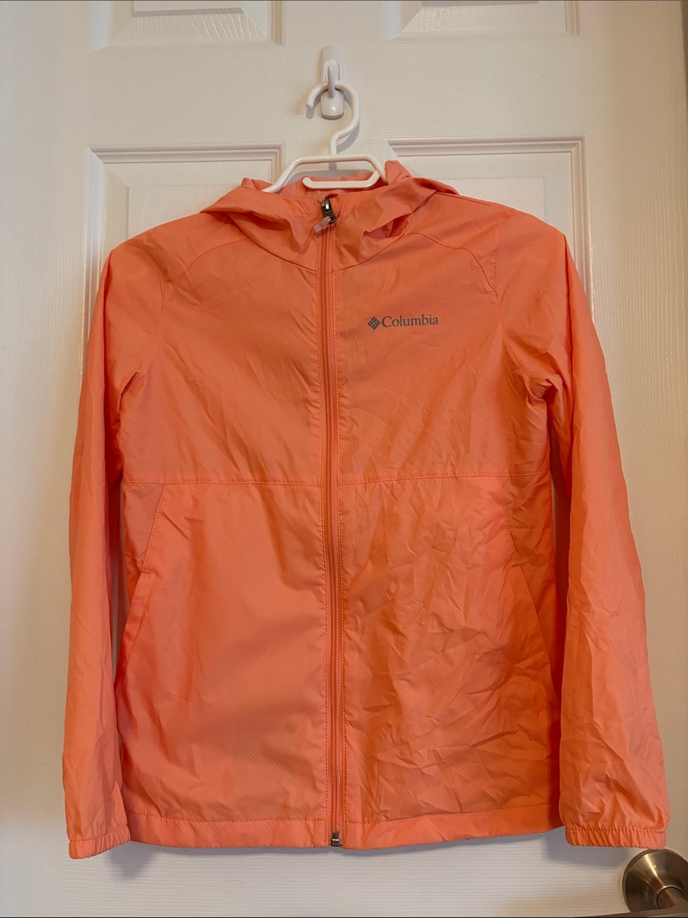 Columbia Kids Coral Hooded Packable Windbreaker/Rain Jacket (size M 10-12)